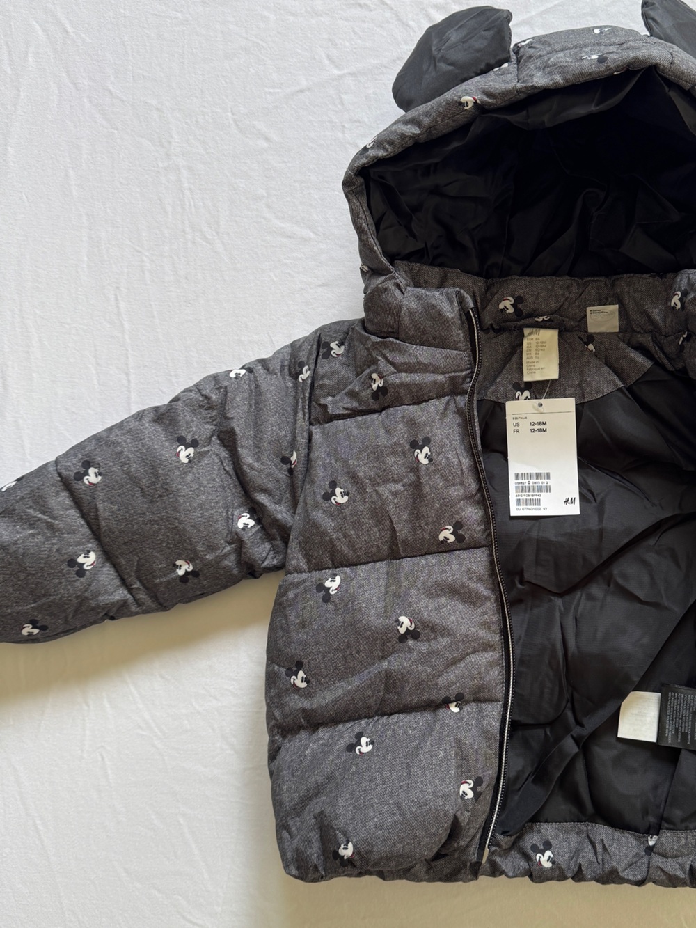 NWT H&M Disney Mickey Mouse coat, 12-18M